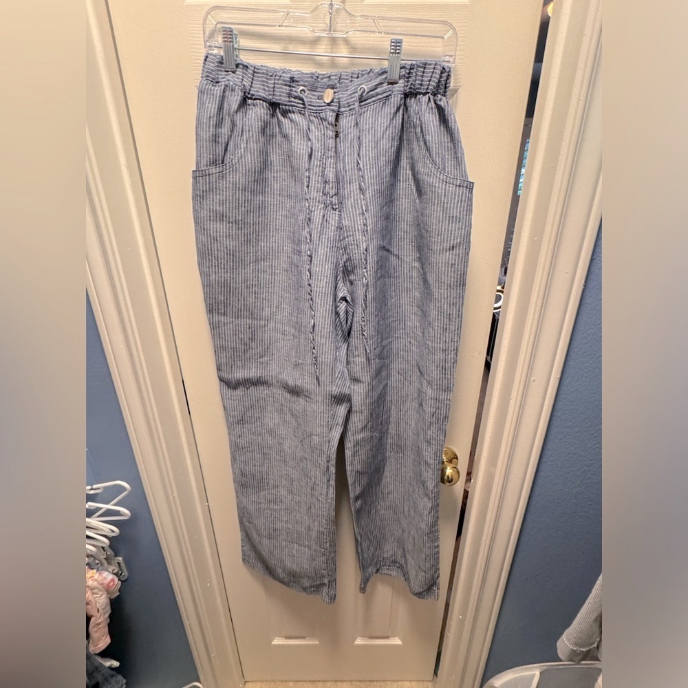Vintage striped blue linen pants!